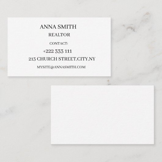 Elegant Black & White Business Card 名刺 (正面/裏面)