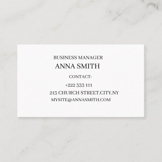 Elegant Black & White Business Card 名刺 (正面)