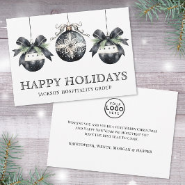 Elegant Black White Business Logo Christmas シーズンカード