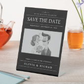 Elegant Black & White Cartoon Couple Wedding  台座サイン (インサイチュ)