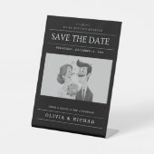 Elegant Black & White Cartoon Couple Wedding  台座サイン (正面)