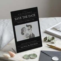 Elegant Black & White Cartoon Couple Wedding 