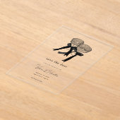 Elegant Black White Champagne Save the Date アクリル招待状 (レイダウン)