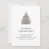 "Elegant Black & White Christmas Tree Party 招待状 (正面)