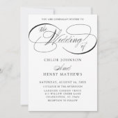 Elegant Black & White Classic Calligraphy Wedding 招待状 (正面)