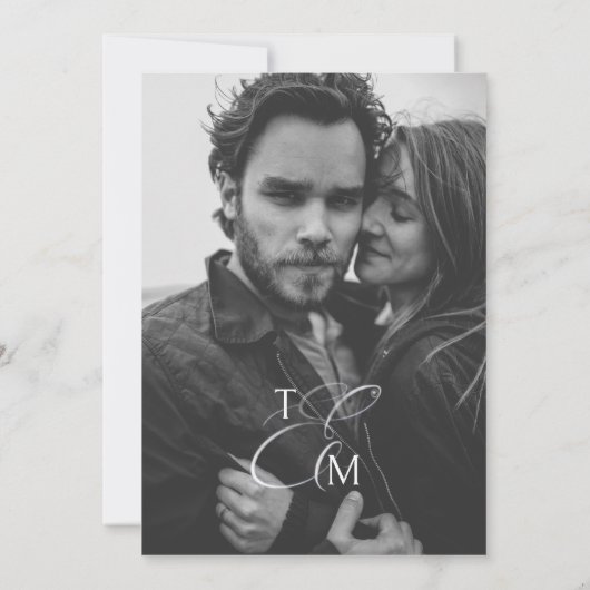 Elegant Black & White Classic Script Wedding 招待状 (裏面)