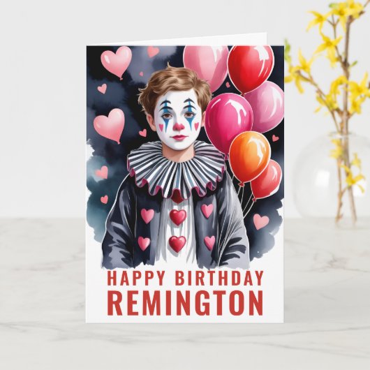 Elegant Black & White Clown カード (黄色い花)