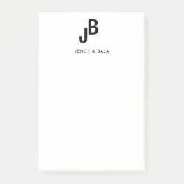 Elegant Black White Couple Monogram ポストイット