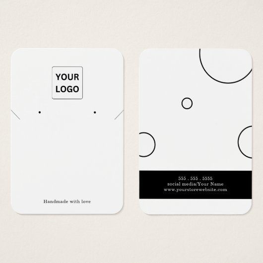 Elegant Black White Earing Necklace Display Card (正面&裏面)