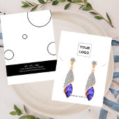 Elegant Black White Earing Necklace Display Card