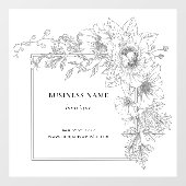 Elegant Black & White Floral Frame Salon Boutique  ウィンドウサイン (シート)