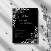 Elegant Black & White Floral Hand-Drawn Wedding 招待状