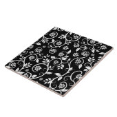 Elegant black &white floral pattern  タイル (側面)