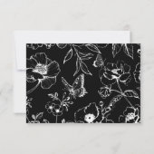 Elegant Black White Floral QR Code Wedding RSVP (裏面)