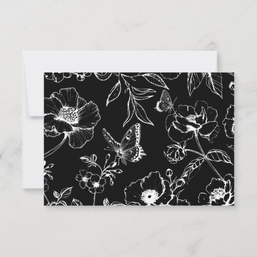 Elegant Black White Floral QR Code Wedding RSVP  (裏面)