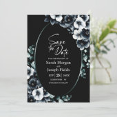 Elegant Black White Floral Save the Date 招待状 (スタンド正面)