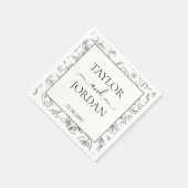 Elegant Black & White Floral Wedding Custom Napkin スタンダードカクテルナプキン (角)