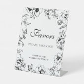 Elegant Black White Floral Wedding Favors 台座サイン (正面)