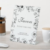 Elegant Black White Floral Wedding Favors 台座サイン (インサイチュ)