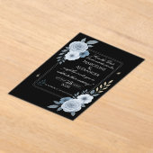 Elegant Black & White Floral Wedding Invitation アクリル招待状 (レイダウン)