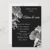 Elegant Black & White Floral Wedding Invitation 招待状 (正面)