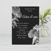Elegant Black & White Floral Wedding Invitation 招待状 (スタンド正面)
