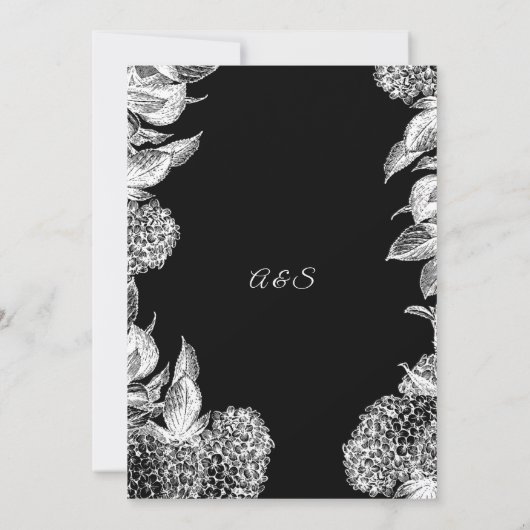 Elegant Black & White Floral Wedding Invitation 招待状 (裏面)