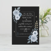 Elegant Black & White Floral Wedding Invitation 招待状 (スタンド正面)