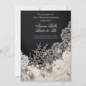 Elegant Black White Floral Wedding Shower Invitati 招待状 (正面)