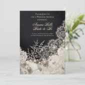 Elegant Black White Floral Wedding Shower Invitati 招待状 (スタンド正面)