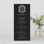 Elegant Black White Formal Monogram Crest Wedding メニュー (スタンド正面)