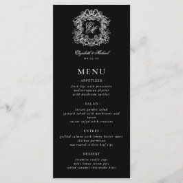 Elegant Black White Formal Monogram Crest Wedding メニュー