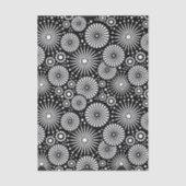 Elegant Black White Geometric Flowers Starburst 薄葉紙 (正面)