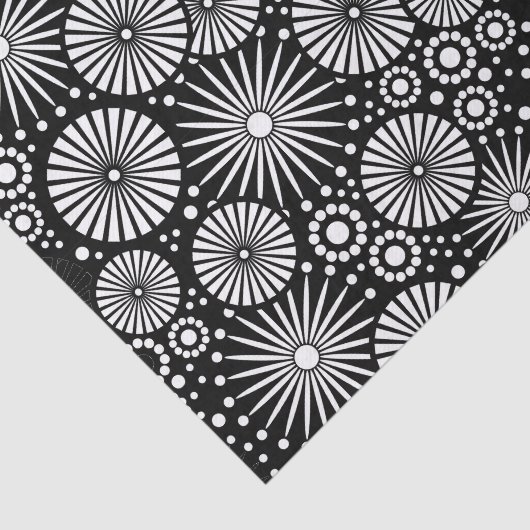 Elegant Black White Geometric Flowers Starburst 薄葉紙 (詳細)