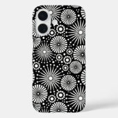 Elegant Black White Geometric Flowers Starburst Case-Mate iPhoneケース (裏面)