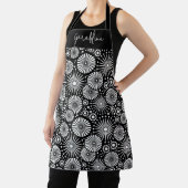 Elegant Black White Geometric Starburst Name  エプロン (インサイチュ)