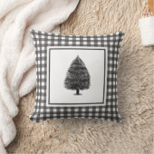 Elegant Black & White Gingham Rustic Farmhouse クッション (ブランケット)