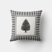 Elegant Black & White Gingham Rustic Farmhouse クッション (裏面)