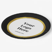 Elegant Black White Gold Business Logo Website ペーパープレート (アングル)