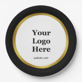 Elegant Black White Gold Business Logo Website ペーパープレート (正面)