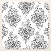 Elegant Black White Grape Bunches Wine Fruit Lover スクエアペーパーコースター (正面)