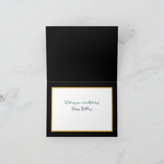 Elegant Black White Hydrangea Botanical Birthday カード (内部)