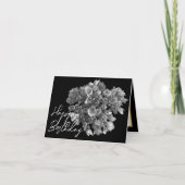 Elegant Black White Hydrangea Botanical Birthday カード (正面)