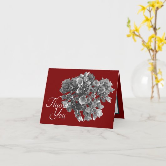 Elegant Black White Hydrangea Botanical Thank You カード (黄色い花)