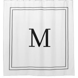 Elegant Black &White Initial Monogram  シャワーカーテン