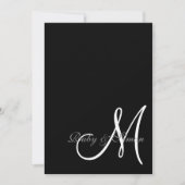 Elegant Black White Initial Wedding  招待状 (正面)