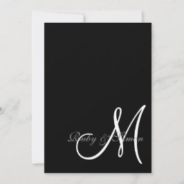 Elegant Black White Initial Wedding  招待状