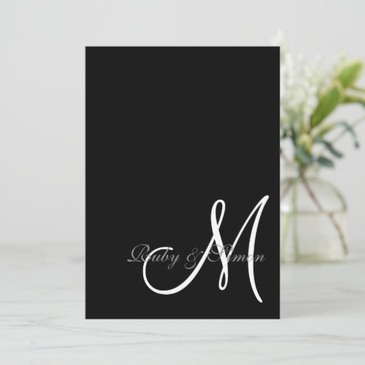 Elegant Black White Initial Wedding  招待状 (スタンド正面)