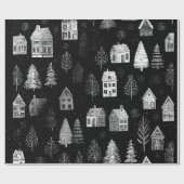 Elegant Black White Merry Christmas Wrapping Paper ラッピングペーパー (フラット)