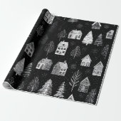 Elegant Black White Merry Christmas Wrapping Paper ラッピングペーパー (アンロールド)